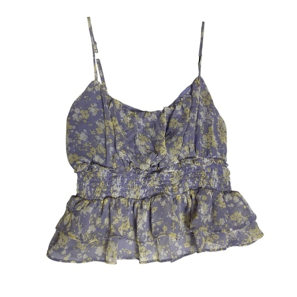 Astr Purple Ruffled Tie Front Peplum Camisole‎ *A0326 - Picture 1 of 5